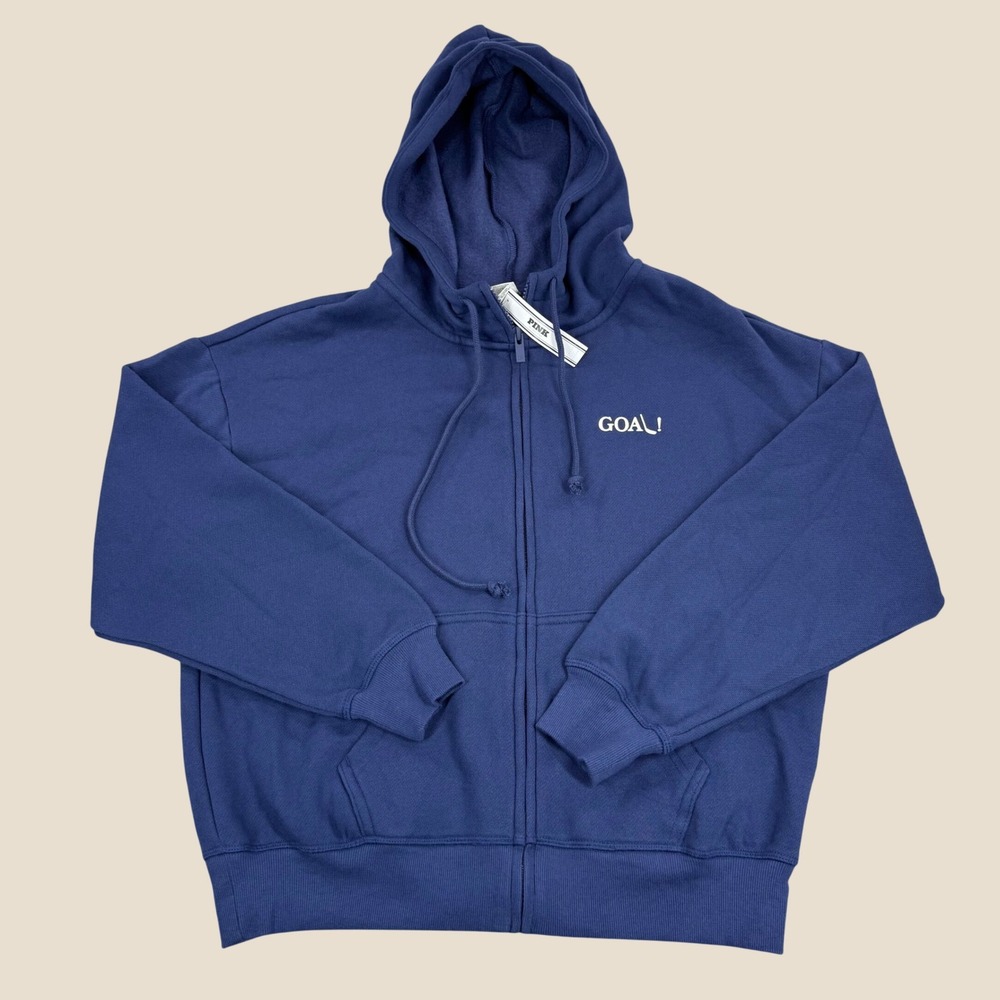 PINK Victoria's Secret Navy Blue GOAL Hockey Full Zip Hoodie XS NEW